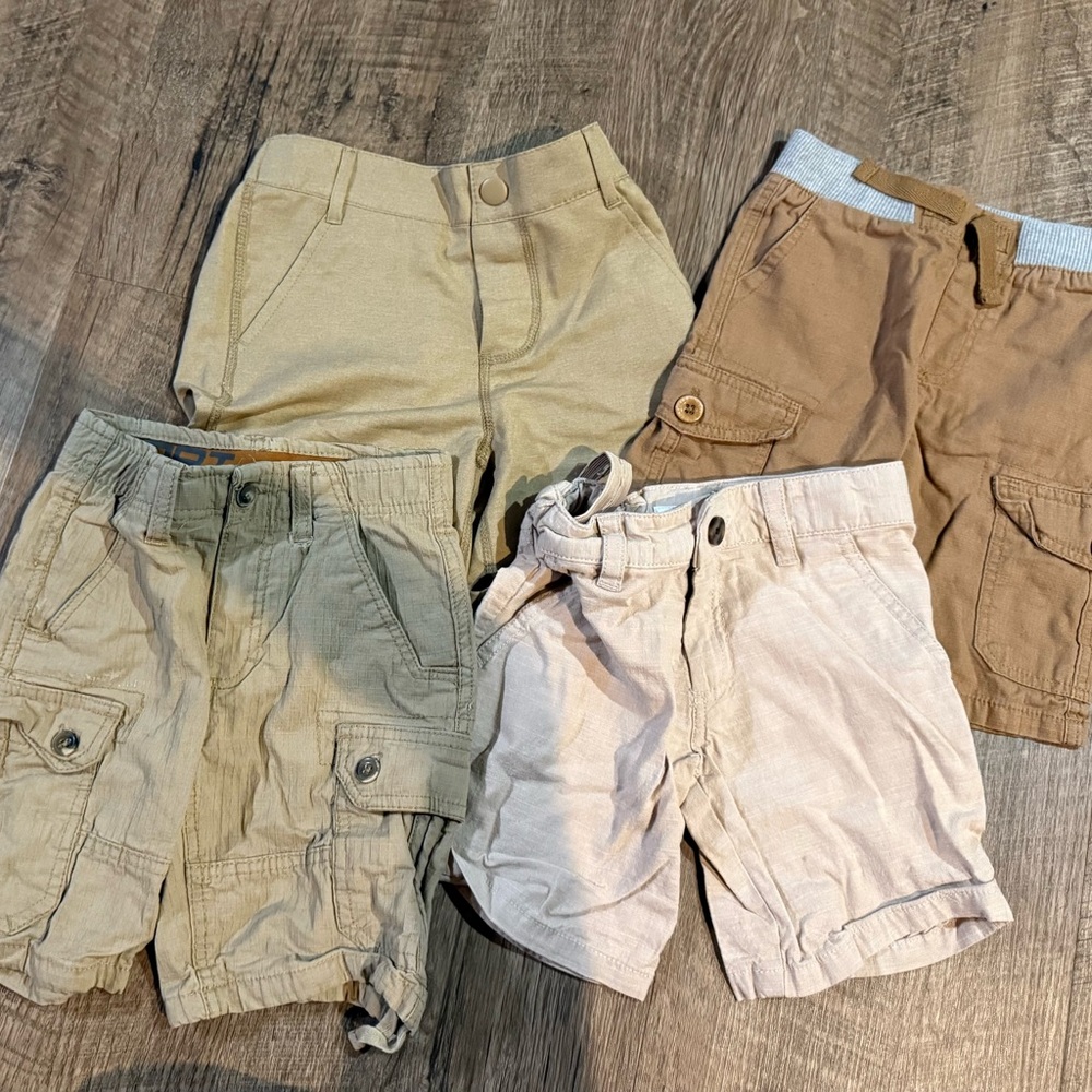 Kids Cargo & Chino Shorts Bundle in Tan, Khaki, and Cream